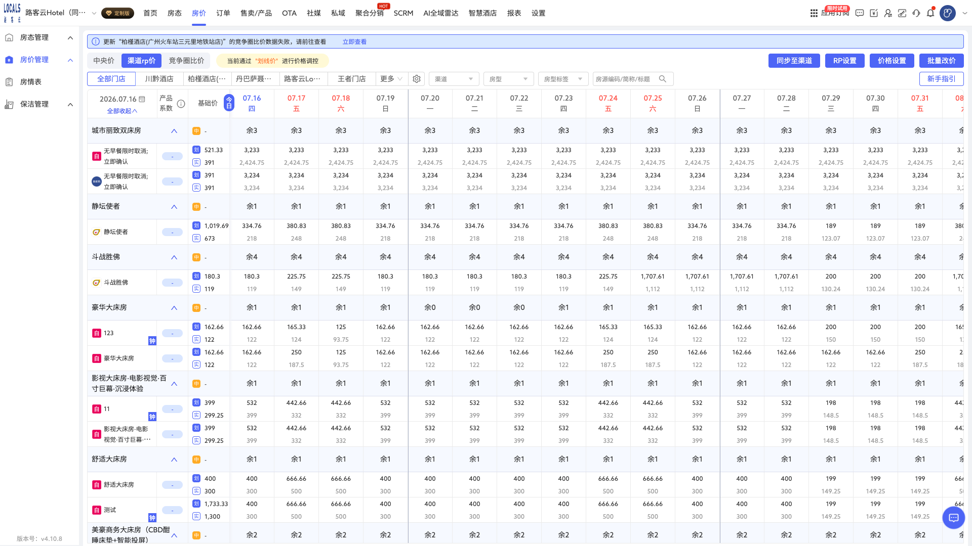 第 1 步:进入渠道RP价日历